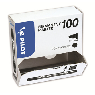 Pilot, Box 20 ks Popisovač 100, 1.0, (F) tenký, černá
