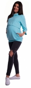Be MaaMaa Těhotenské a kojící teplákové triko - mátové, vel. XL; XL (42)
