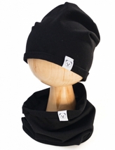 Čepice s nákrčníkem bavlna, Little Bear, Baby Nellys, černá, vel. 98/134; 98-104 (2-4r); 134 (8-9r)