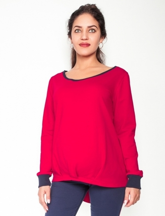 Be MaaMaa Těhotenské triko/mikina dlouhý rukáv Esti - červené, vel. XL; XL (42)