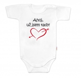 Body krátký rukáv Ahoj už jsem tady!, Baby Nellys, bílé, vel. 62; 62 (2-3m)