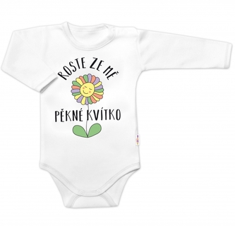 Body dlouhý rukáv, Roste ze mě pěkné kvítko, Baby Nellys, bílé, vel. 80; 80 (9-12m)