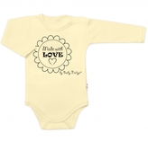 Body dlouhý rukáv Made with love, Baby Nellys, žluté, vel. 68; 68 (3-6m)