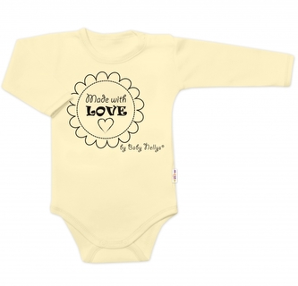 Body dlouhý rukáv Made with love, Baby Nellys, žluté, vel. 68; 68 (3-6m)