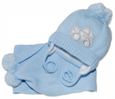 Zimní čepička s šálou - Autíčko sv. modré, 0-6m, Baby Nellys; 56-68 (0-6 m)