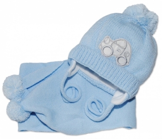 Zimní čepička s šálou - Autíčko sv. modré, 0-6m, Baby Nellys; 56-68 (0-6 m) Zimní čepička s šálou - Autíčko sv. modré, 0-6m, Baby Nellys; 56-68 (0-6 m)