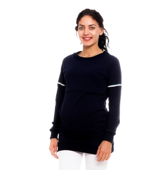Be MaaMaa Těhotenské, kojící tričko/mikina Lynet, granátová, vel. XL; XL (42)