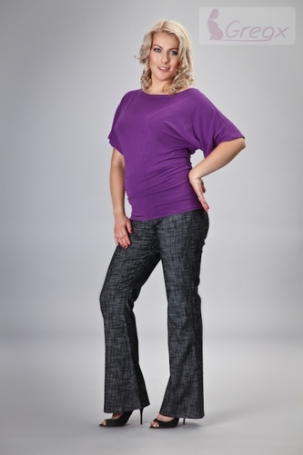 Gregx Elegantní těhotenské kalhoty JEANS - černý melír, vel. XXL; XXL (44)