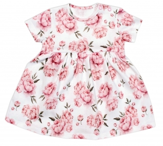 Sukničkobody krátký rukáv, Pivoňka, Mrofi, pudrové/bílé, vel. 80