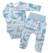 Baby Nellys 2-dílná sada, body dl.rukáv zap. bokem + polodupačky Krokodýl Eda, vel. 62; 62 (2-3m)