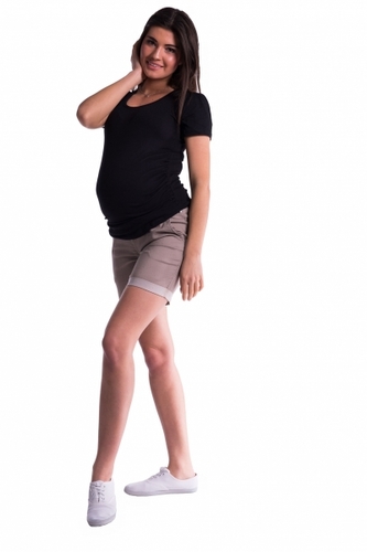 Be MaaMaa Těhotenské kraťasy s elastickým pásem - béžové, vel. XXL; XXL (44)