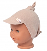 Mušelínový šátek s kšiltem Summer Baby Nellys, béžový, vel. 80/98; 80-98 (9-36m)