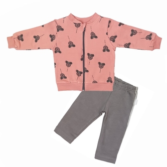 Mamatti Dětská tepláková souprava zapínání na zip New minnie - pudrová/šedá, vel. 74; 74 (6-9m) Mamatti Dětská tepláková souprava zapínání na zip New minnie - pudrová/šedá, vel. 74; 74 (6-9m)