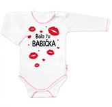 Body dlouhý rukáv s vtipným textem Baby Nellys, Bola tu BABIČKA; 56 (1-2m)
