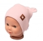 Baby Nellys Žebrovaná dvouvrstvá čepice s oušky TEDDY - pudrová, vel. 80/86; 80/86 (12-18m)