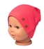 Baby Nellys Žebrovaná čepice Hvězdičky - korálová. vel. 80/86; 80/86 (12-18m)