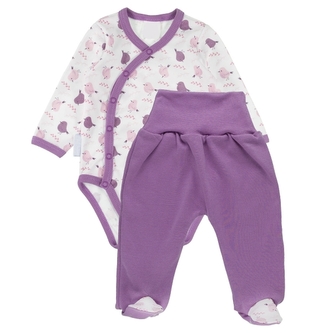 Zavinovací kojenecké body + polodupačky, bavlna, 2D sada, MBaby, Ptáčci - šeřík, vel. 62; 62 (2-3m)