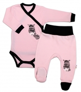 2-dílná sada body dl. rukáv + polodupačky, růžová - Zebra, vel. 62; 62 (2-3m)