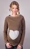 Be MaaMaa Těhotenské triko/halenka SRDCE dl. rukáv - capuccino, XL/XXXL; XL/XXXL