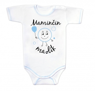 Body krátký rukáv s vtipným textem Baby Nellys, Maminčin mazlík, vel. 74; 74 (6-9m)