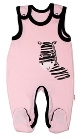 Kojenecké bavlněné dupačky Baby Nellys, Zebra - růžové, vel. 56; 56 (1-2m)