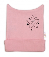 Novorozenecká čepička Baby Nellys, Baby Little Star - růžová, vel. 62; 62 (2-3m)