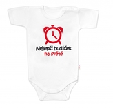 Body krátký rukáv Nejlepší budíček na světě, Baby Nellys, bílé, vel. 80; 80 (9-12m)