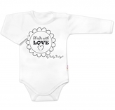 Body dlouhý rukáv Made with love, Baby Nellys, bílé, vel. 74; 74 (6-9m)