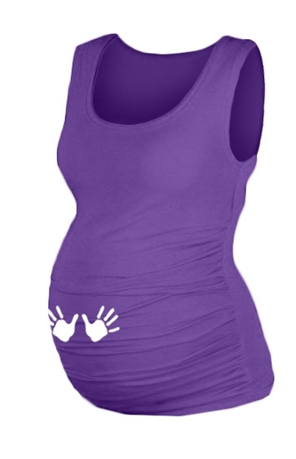 Be MaaMaa Top, tílko Dana s potiskem Ručiček - fialová, vel. L/XL; L/XL