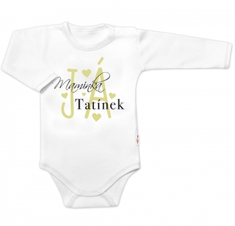 Body dlouhý rukáv, Maminka, Tatínek JÁ, Baby Nellys, bílé; 56 (1-2m)