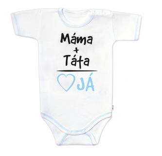 Body krátký rukáv s vtipným textem Baby Nellys, Máma+Táta, vel. 86, kluk; 86 (12-18m)