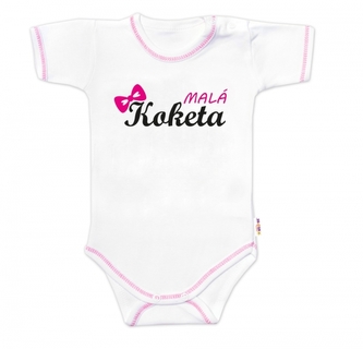 Body krátký rukáv s vtipným textem Baby Nellys, Malá Koketa, holka, vel. 86; 86 (12-18m)