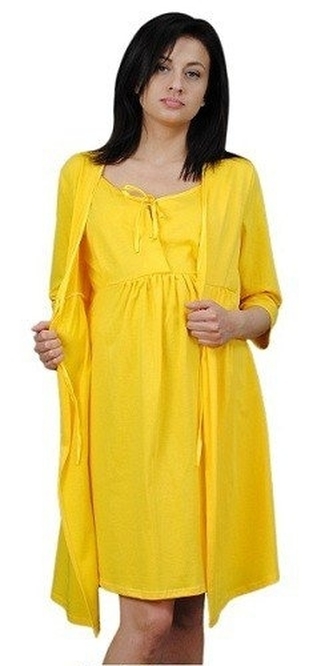 Be MaaMaa Těhotenský župan, 3/4 rukáv - žlutý, vel. L/XL; L/XL