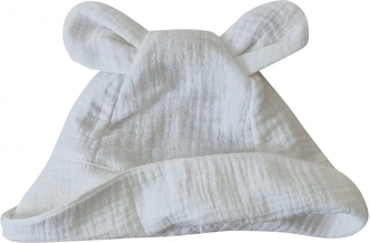 Letní mušelínový klobouček Z&Z s oušky, bílý, vel. 80/86; 80-86 (12-18m)