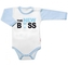 Body dlouhý rukáv s vtipným textem Baby Nellys, The New Boss, kluk; 56 (1-2m)