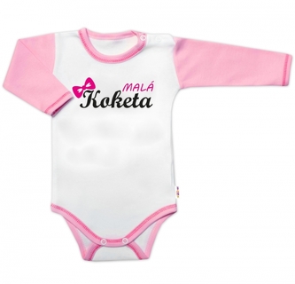 Body dlouhý rukáv s vtipným textem Baby Nellys, Malá Koketa, holka, vel. 86; 86 (12-18m)