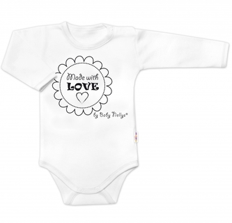 Body dlouhý rukáv Made with love, Baby Nellys, bílé; 56 (1-2m)