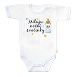 Body krátký rukáv s vtipným textem Baby Nellys, Miluju noční svačinky, vel. 68, kluk; 68 (3-6m)