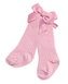 Bavlněné dětské podkolenky s mašličkou - pudrově růžové; 56-68 (0-6 m)