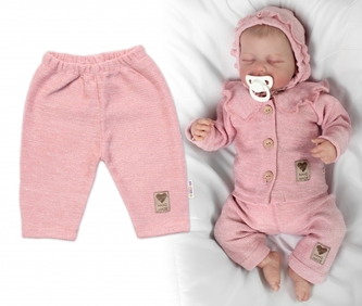 Pletené kalhoty Hand Made Girl, Baby Nellys, růžové; 56 (1-2m)
