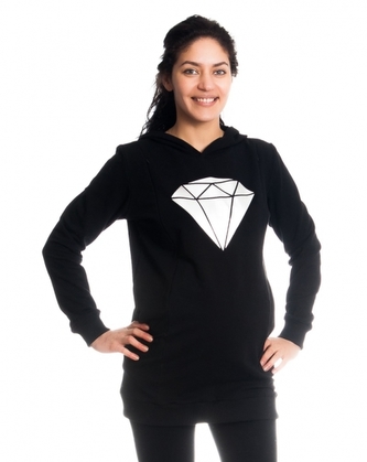 Be MaaMaa Těhotenské a kojící triko/mikina Diamant, dl. rukáv, černé, vel. S;  S (36)