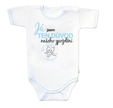 Body krátký rukáv s vtipným textem Baby Nellys, Já jsem TEN DŮVOD našeho zpoždění, kluk; 56 (1-2m)