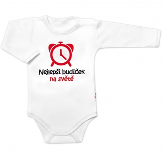 Body dlouhý rukáv Nejlepší budíček na světě, Baby Nellys, bílé; 56 (1-2m)