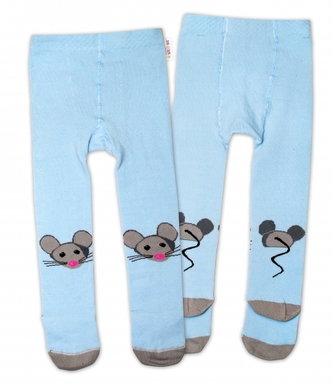 Baby Nellys Bavlněné punčocháče - Myška modrá, vel. 104/110; 104/110 (3-5r)