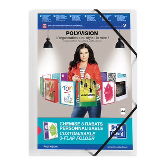 Elba, Tříchlopňové desky s kapsou Polyvision, PP, A4, transparentní