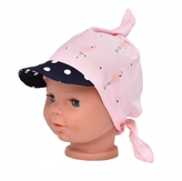 Dětský bavlněný šátek s kšiltem na zavazování, Baby Nellys Plameňák, růžový, 68/86