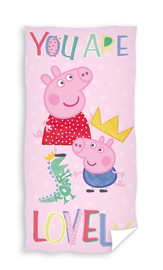 Dětská froté osuška 70x140cm Prasátko Pepa Lovely, Carbotex, růžová