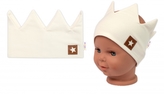 Dvouvrstvá čelenka, Baby Nellys Hand Made, bavlna, Korunka STAR - smetanová, 104/116; 104-116 (4-6r); 80-98 (9-36m)