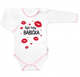 Body dlouhý rukáv s vtipným textem Baby Nellys, Byla tady babička, vel. 74; 74 (6-9m)