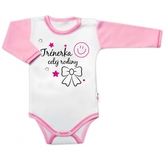Body dlouhý rukáv s vtipným textem Baby Nellys, Trenérka celej rodiny, vel. 80; 80 (9-12m)